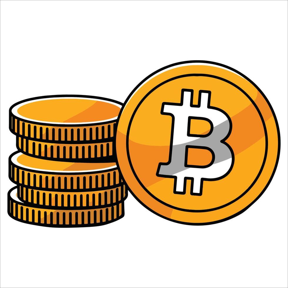 Bitcoin coin stack, modern crypto symbol. Great for fintech, trading apps, and digital asset designs. vector