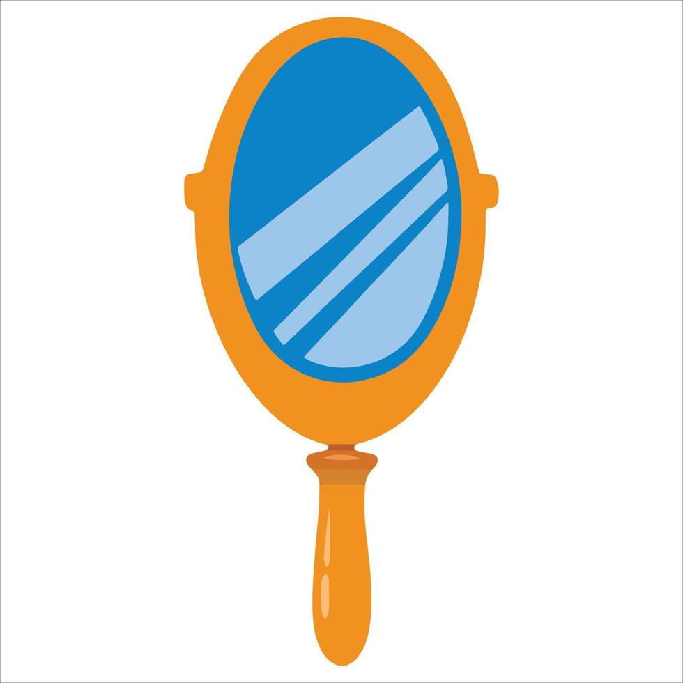 Hand mirror emoticon isolated. Cute style illustration ideal for cosmetic, selfie, and social media concepts. vector