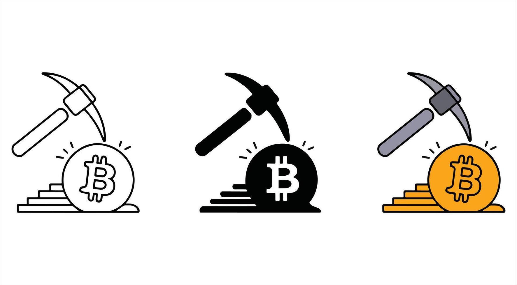 Bitcoin mining illustration, crypto network sign. Ideal for investment, blockchain, and DeFi designs. vector