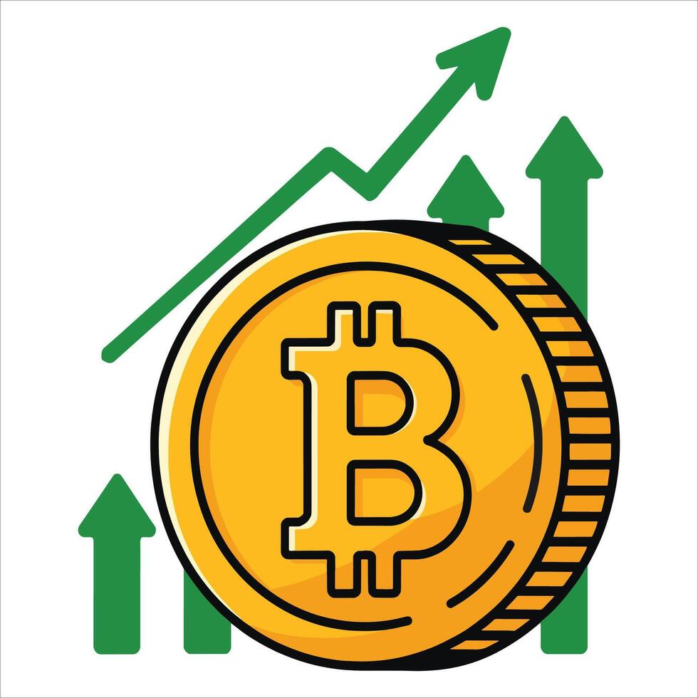 Bitcoin cryptocurrency growth design isolated on white background. Digital currency concept illustration for investment strategies, blockchain technology, and financial tech themes. vector