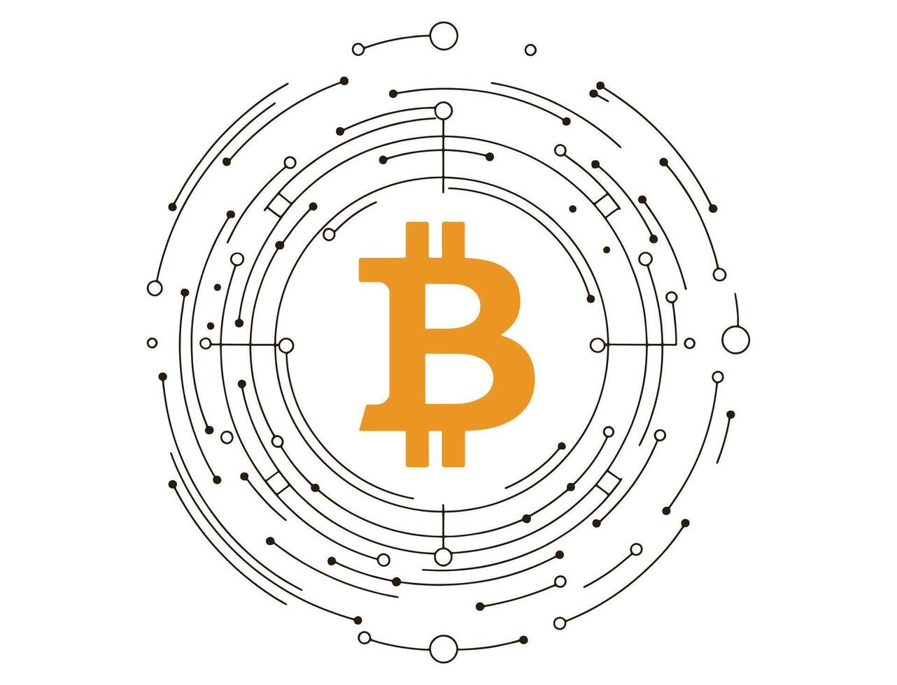Bitcoin integrated with circuit board. Perfect for crypto tech, digital finance, and blockchain themes. vector