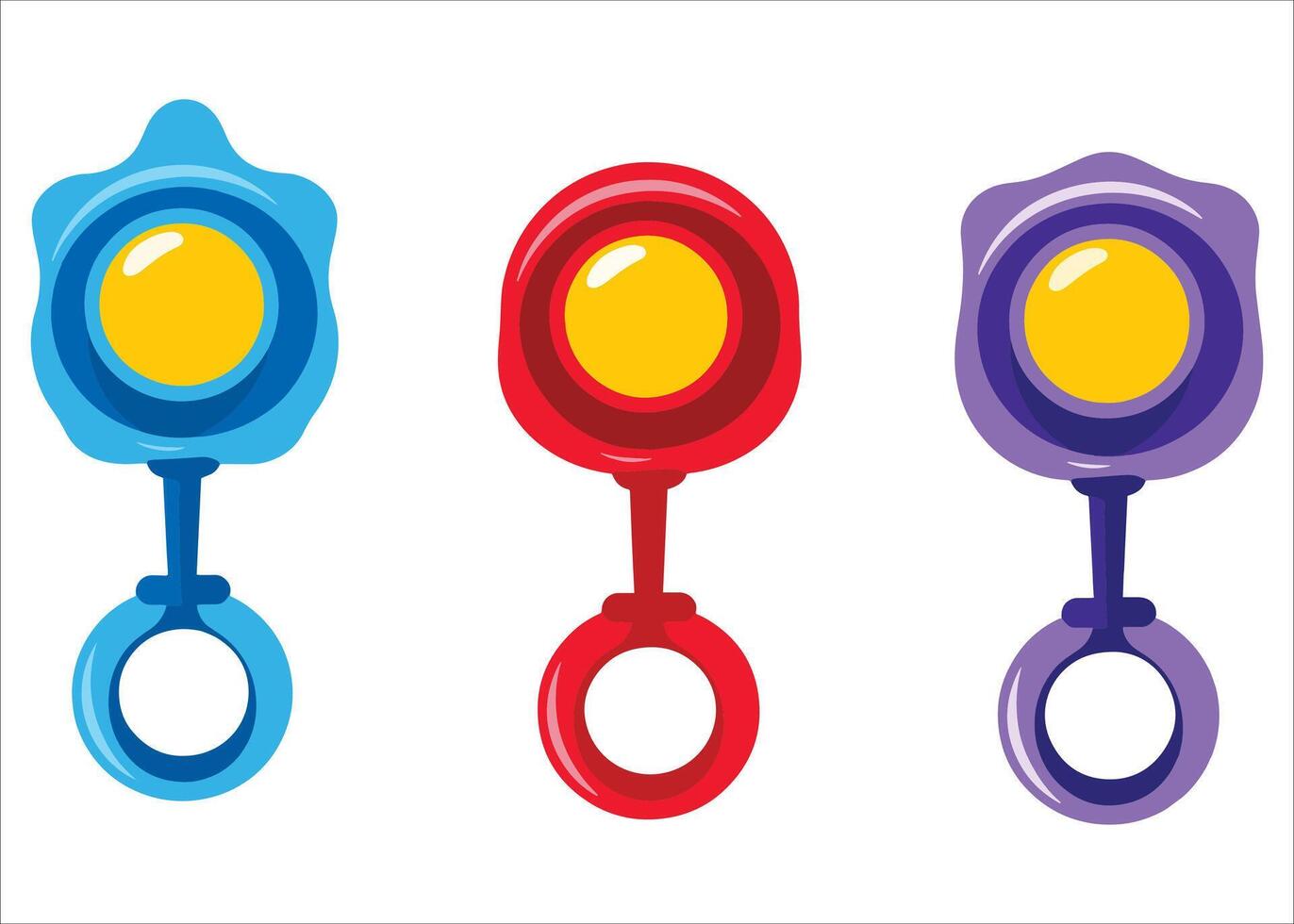 Newborn rattle art. Nursery item isolated illustration for parenting and childcare themes. vector
