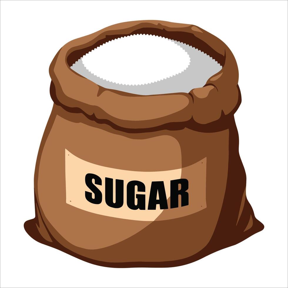 illustration of a sugar bag isolated, a sweet ingredient graphic ideal for baking and cooking concepts. vector