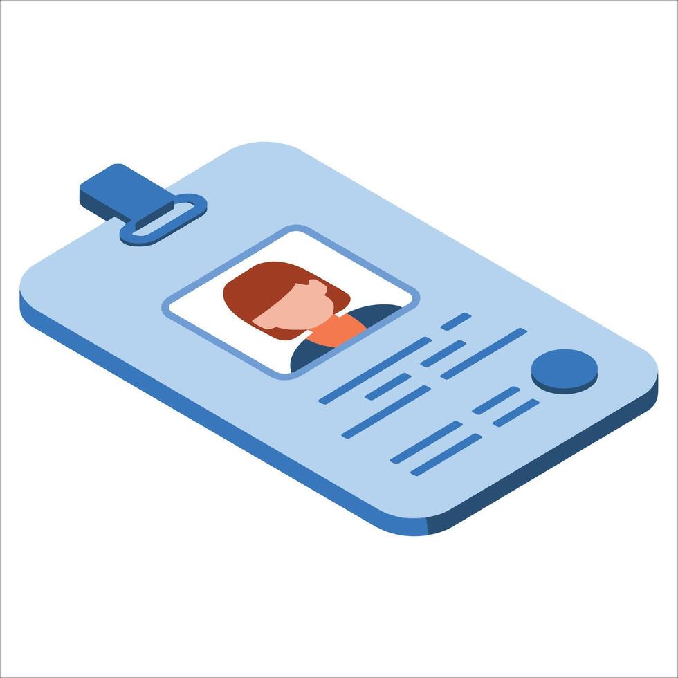 Security service ID card isometric icon. illustration for web design, isolated on white, ideal for safety and access control themes. vector