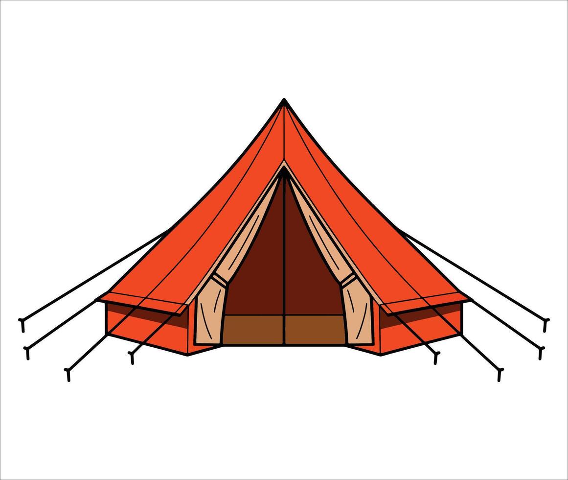 Bedouin tent depicted as a cute house in cartoon style, ideal for desert accommodation designs and travel related projects. vector