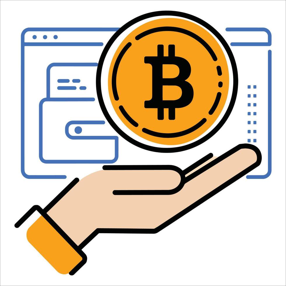 Simple Bitcoin icon, versatile for UI, apps, and cryptocurrency related projects. vector