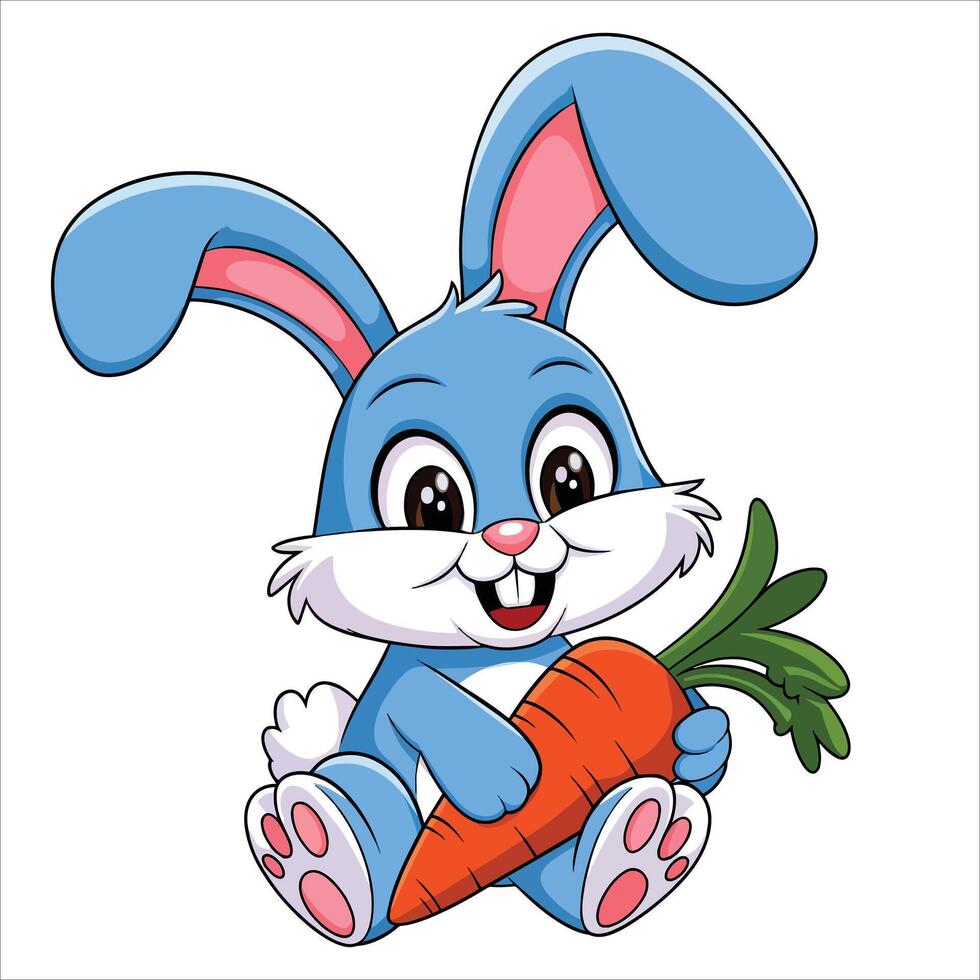 Cartoon rabbit illustration.Playful and cute artwork perfect for animal themes, children's designs, and Easter concepts. vector