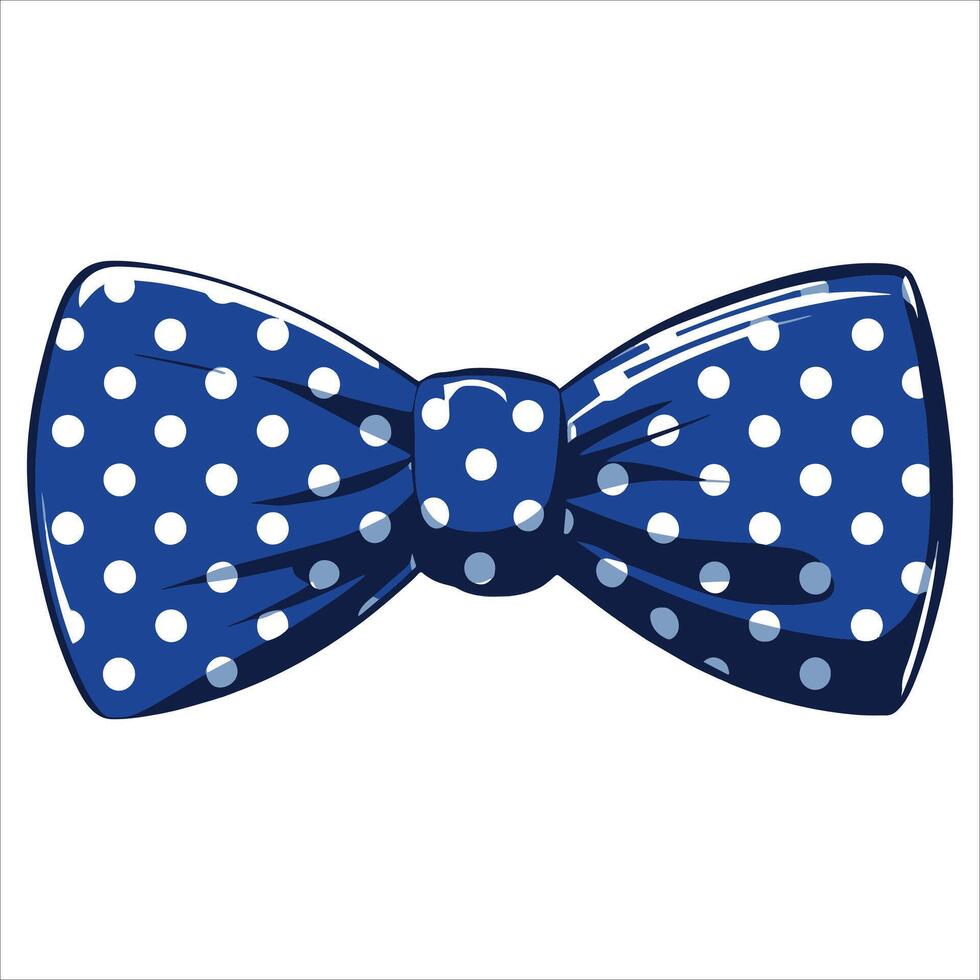 Blue polka dot bow tie, silk glossy finish . Ideal for menswear, elegance, and stylish event themes. vector