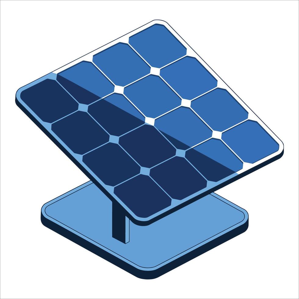 Solar panel icon showcasing renewable energy. Perfect for environmental campaigns, clean power visuals, and sustainable development themes. vector