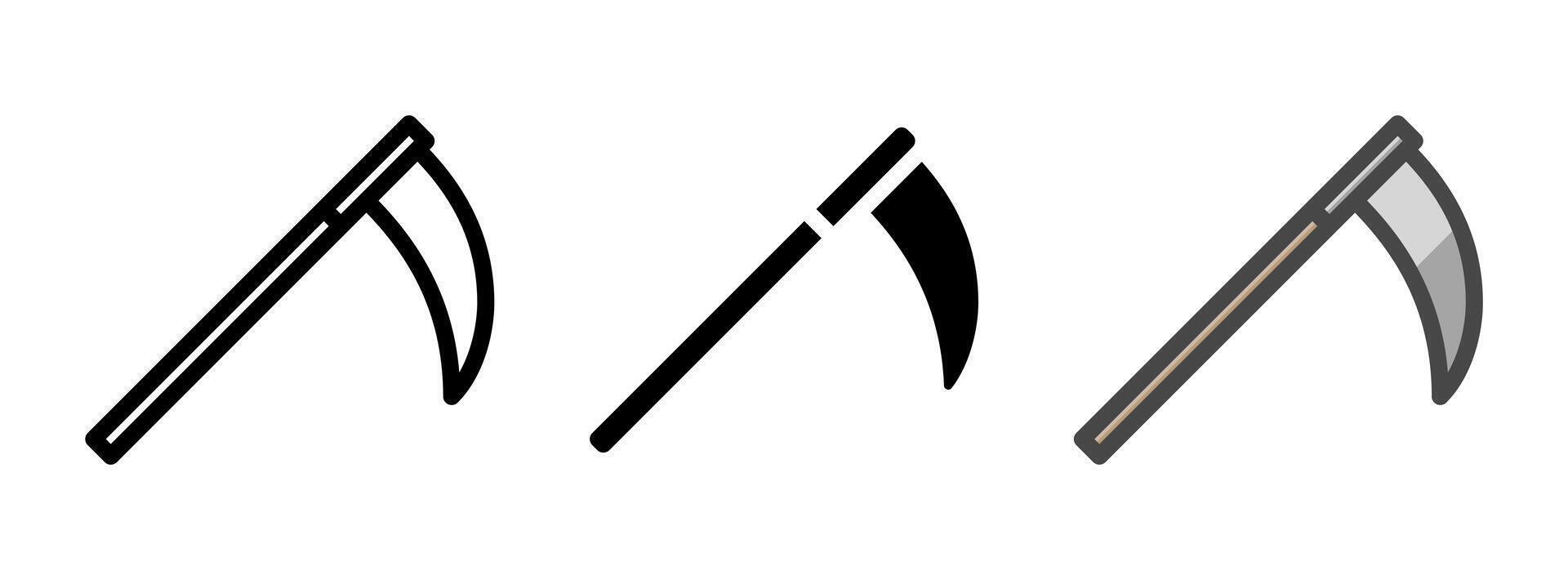 Multipurpose Scythe Icon in Outline, Glyph, Filled Outline Style vector