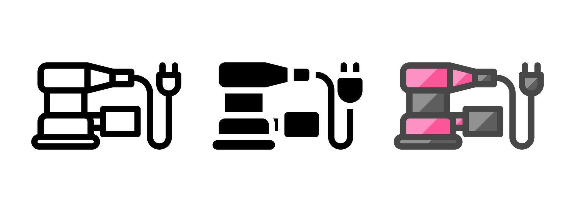 Multipurpose Sander Icon in Outline, Glyph, Filled Outline Style vector