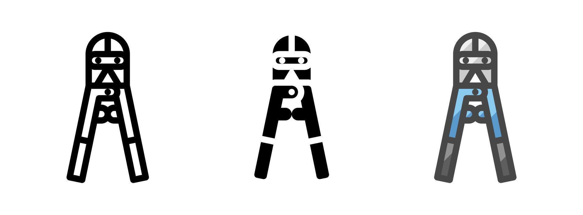 Multipurpose Bolt Cutter Icon in Outline, Glyph, Filled Outline Style vector
