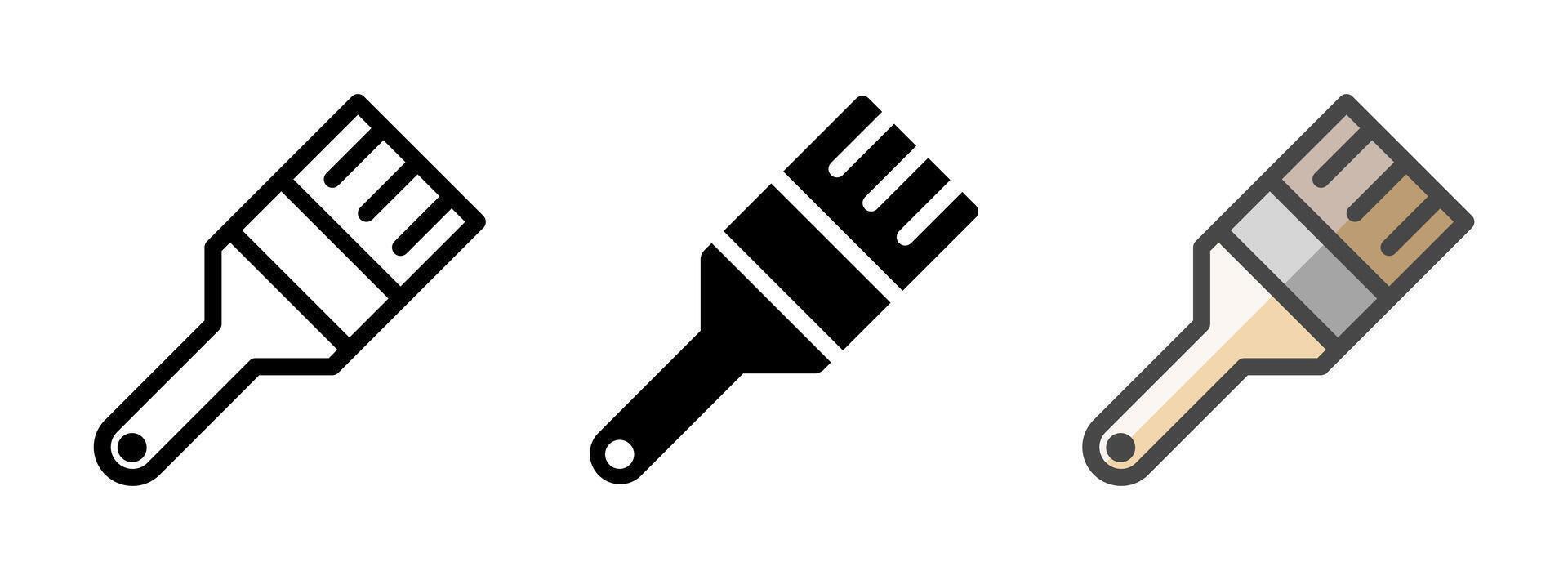 Multipurpose Brush Icon in Outline, Glyph, Filled Outline Style vector