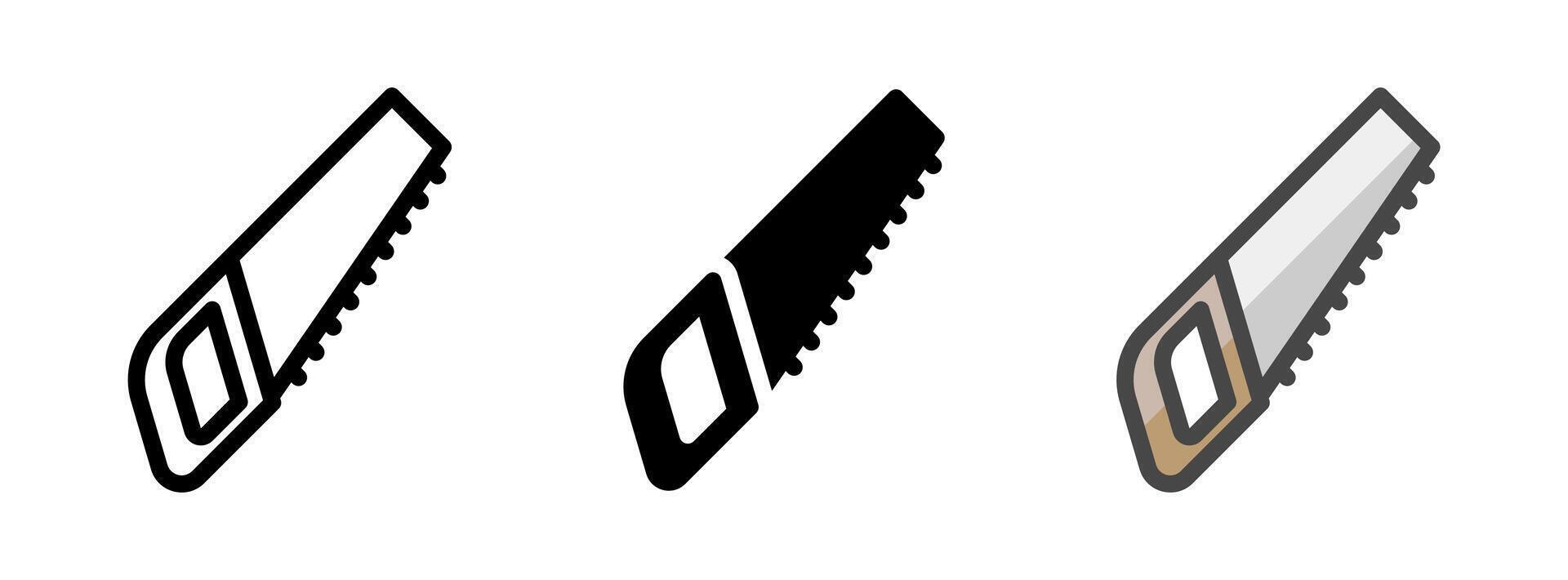 Multipurpose Hand Saw Icon in Outline, Glyph, Filled Outline Style vector