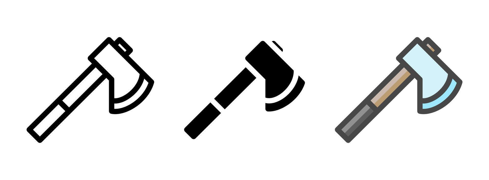 Multipurpose Hatchet Icon in Outline, Glyph, Filled Outline Style vector