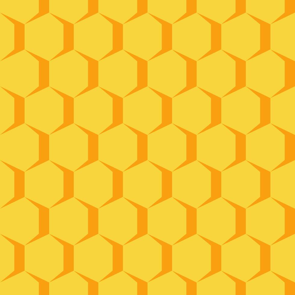 Hexagonal Honeycomb Seamless Pattern with Yellow and Orange Color vector