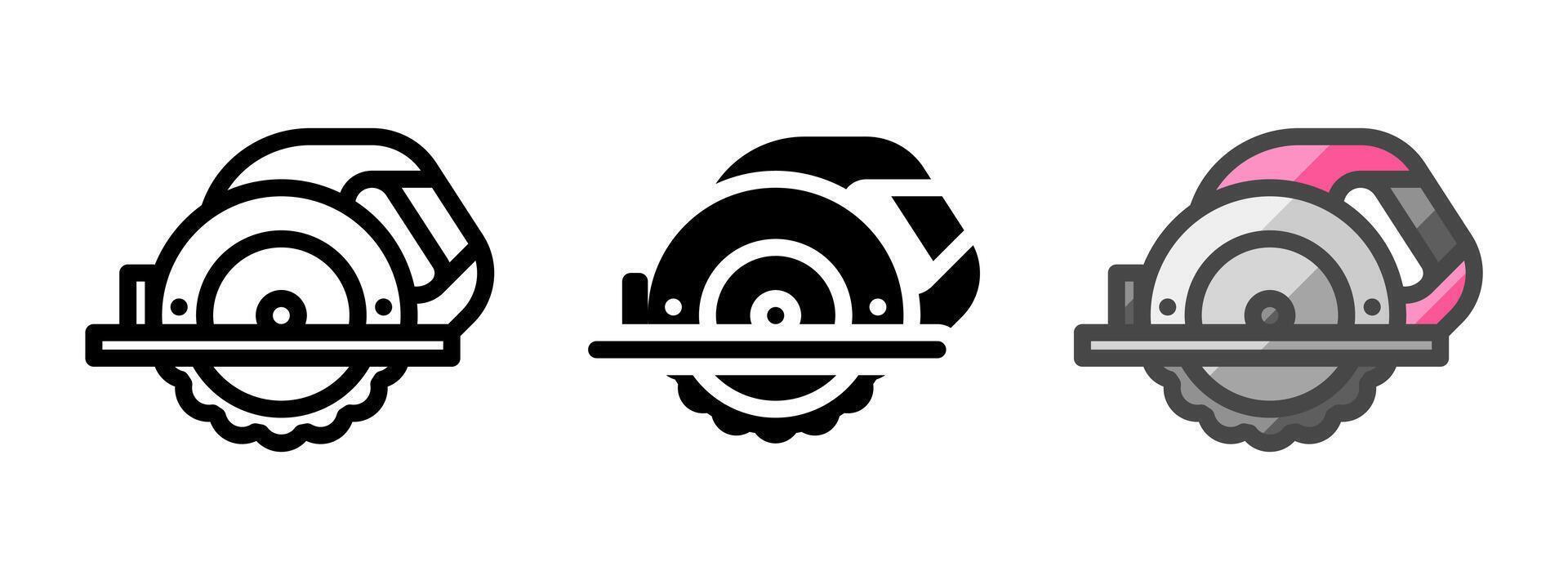 Multipurpose Circular Saw Icon in Outline, Glyph, Filled Outline Style vector