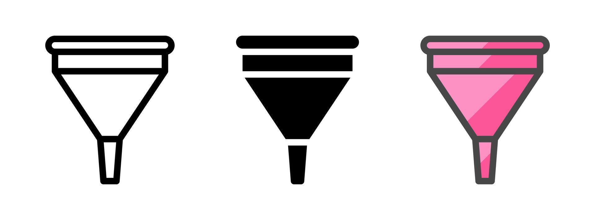Multipurpose Funnel Icon in Outline, Glyph, Filled Outline Style vector
