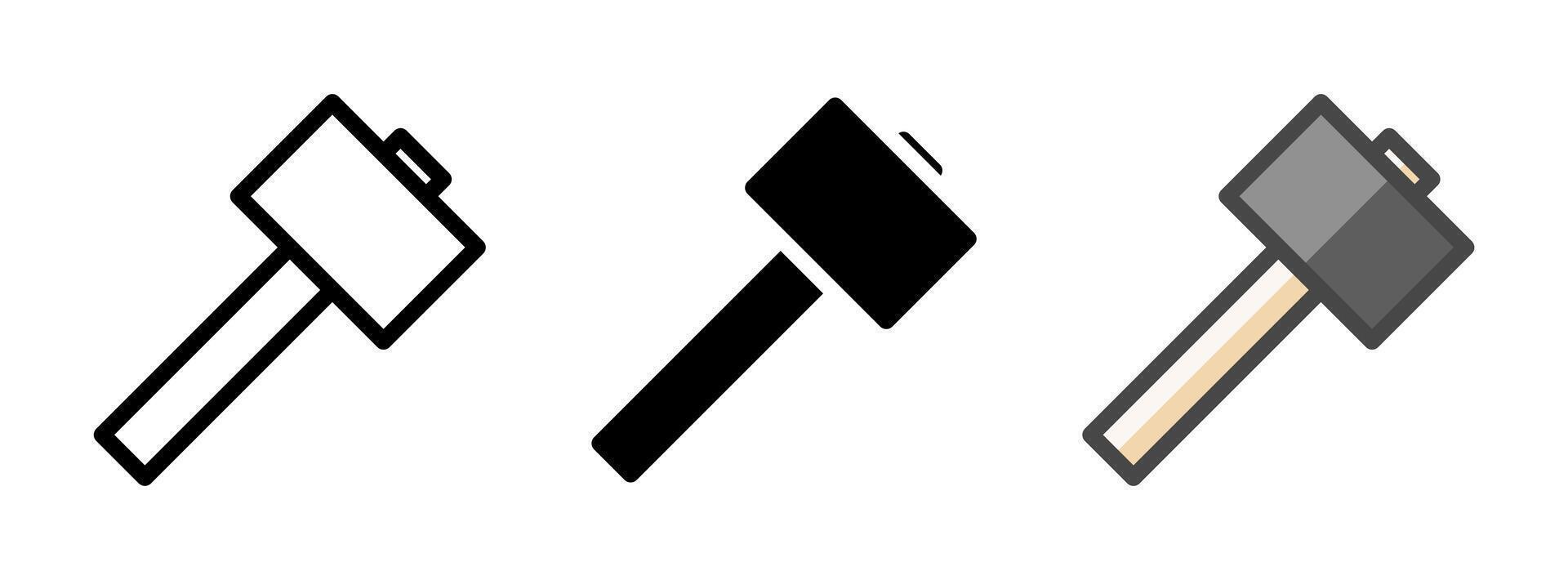 Multipurpose Mallet Icon in Outline, Glyph, Filled Outline Style vector