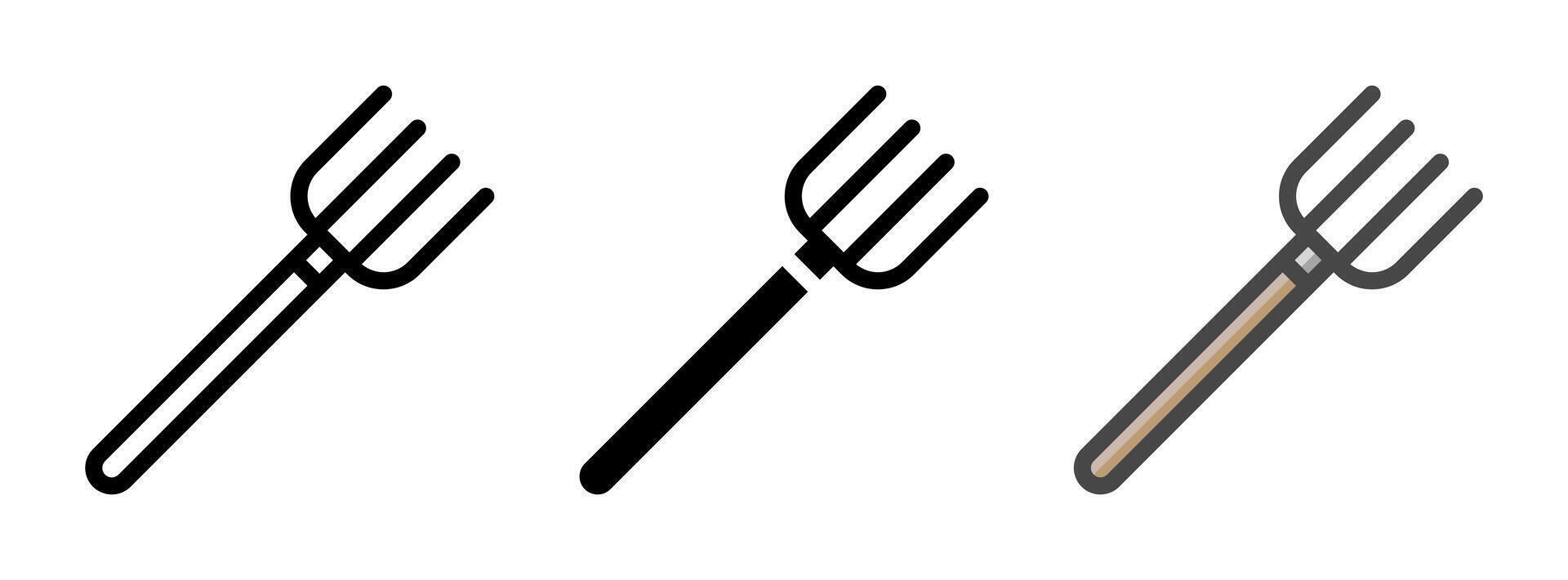 Multipurpose Hay Fork Icon in Outline, Glyph, Filled Outline Style vector