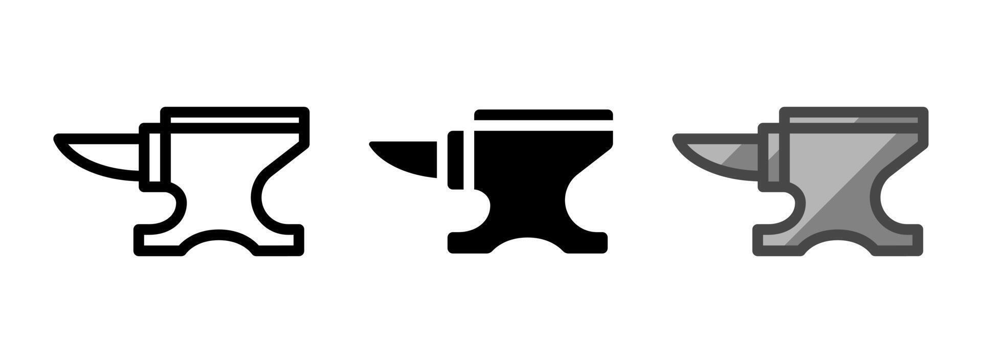 Multipurpose Anvil Icon in Outline, Glyph, Filled Outline Style vector
