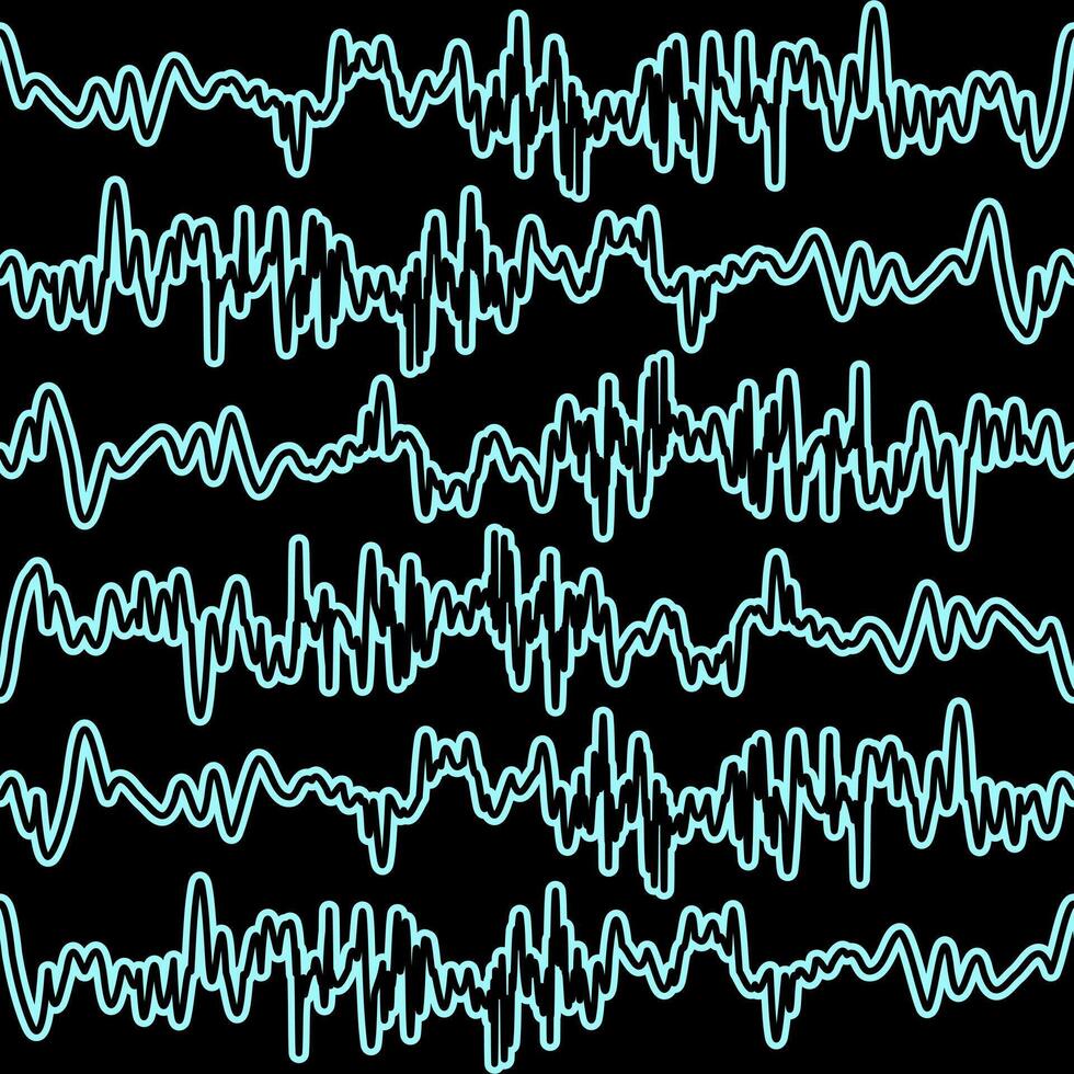 Blue Heartbeat Seamless Pattern with Black Background vector