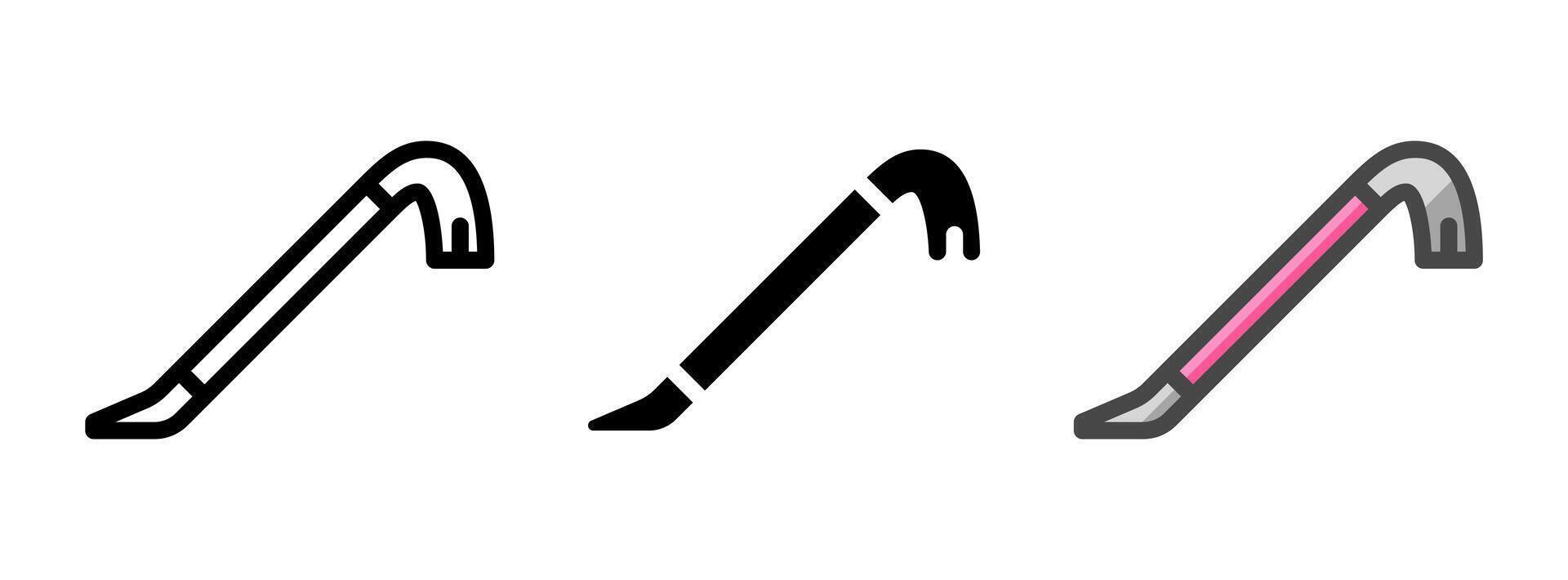 Multipurpose Crowbar Icon in Outline, Glyph, Filled Outline Style vector