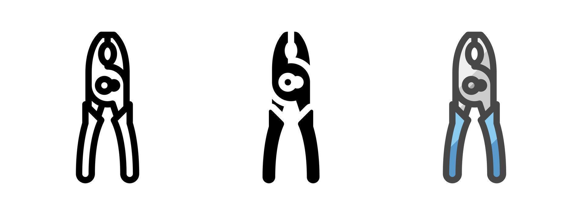 Multipurpose Slip Joint Pliers Icon in Outline, Glyph, Filled Outline Style vector