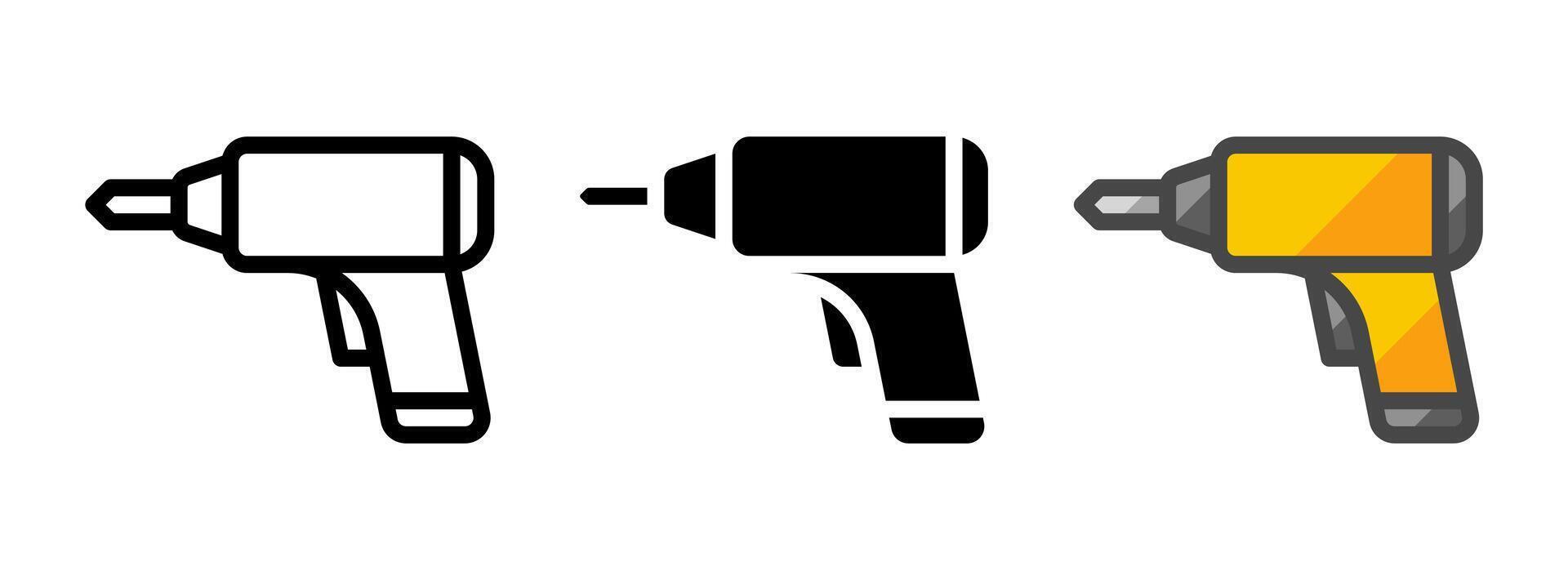 Multipurpose Electric Screwdriver Icon in Outline, Glyph, Filled Outline Style vector