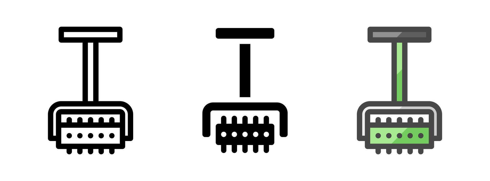 Multipurpose Lawn Aerator Icon in Outline, Glyph, Filled Outline Style vector