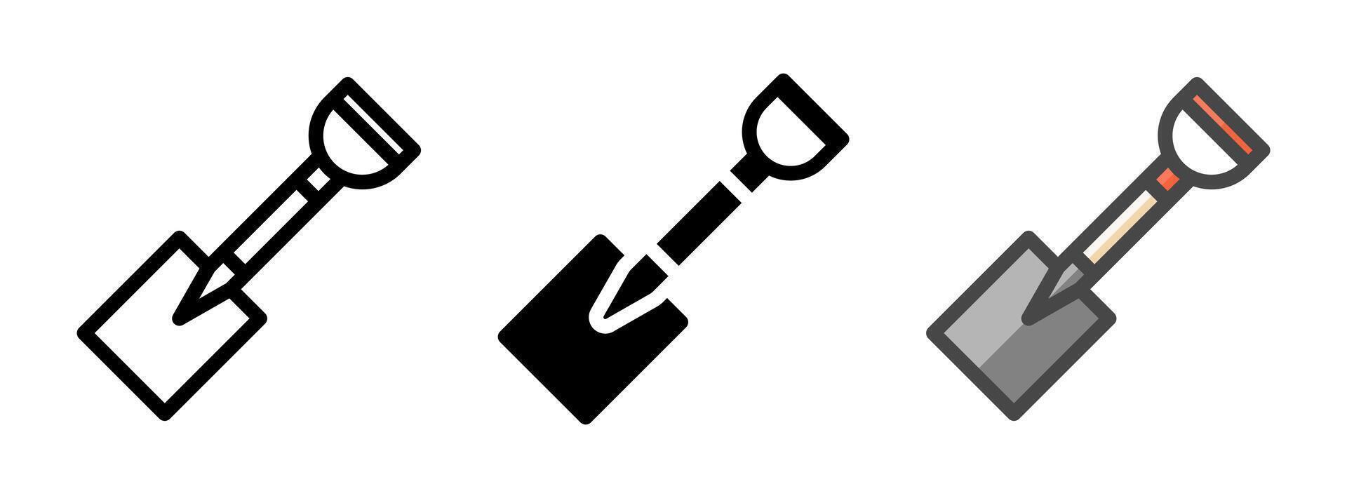 Multipurpose Spade Icon in Outline, Glyph, Filled Outline Style vector