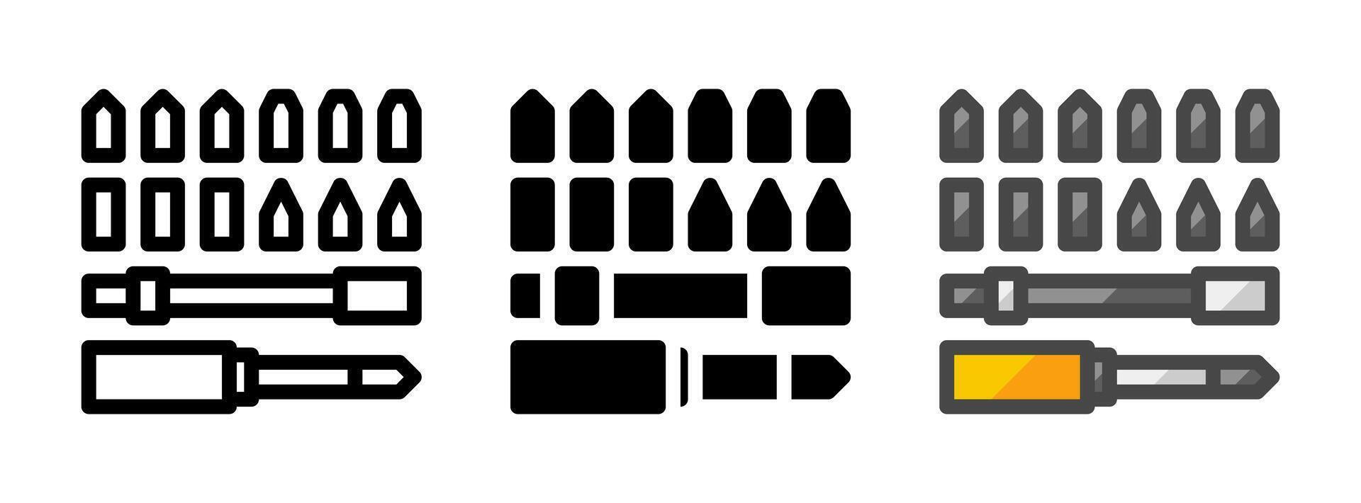 Multipurpose Screwdriver Bit Set Icon in Outline, Glyph, Filled Outline Style vector