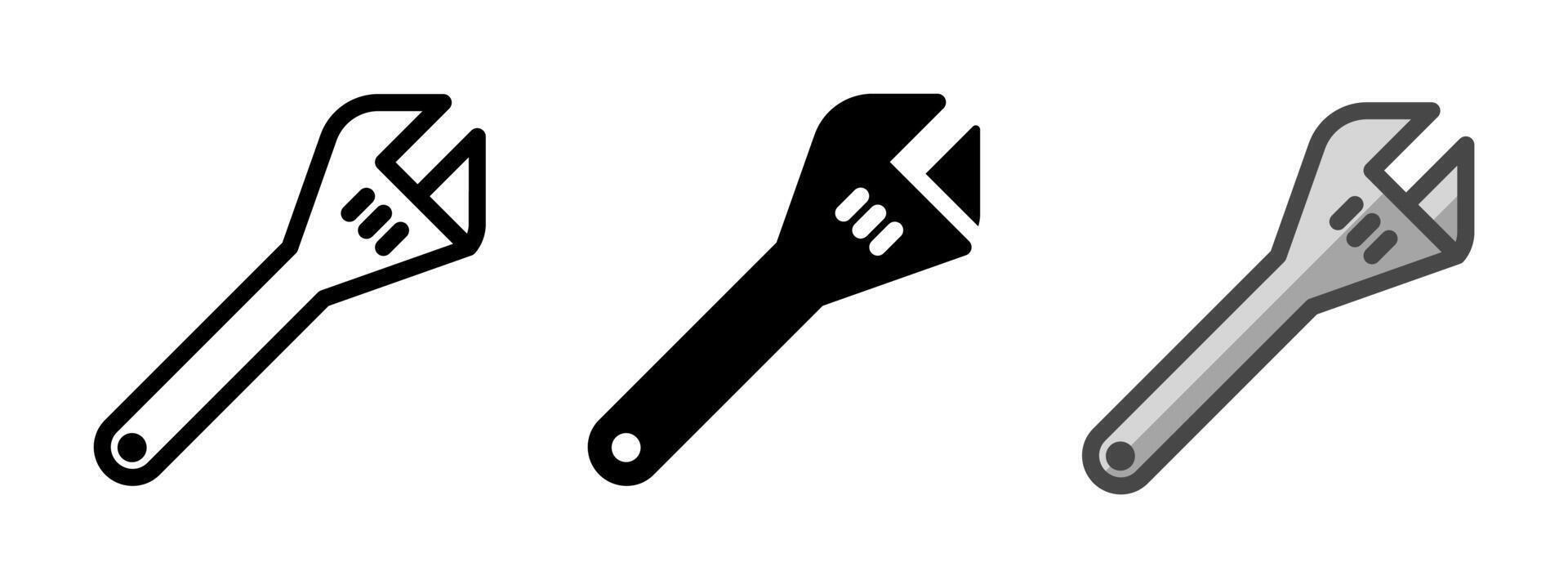 Multipurpose Adjustable Wrench Icon in Outline, Glyph, Filled Outline Style vector