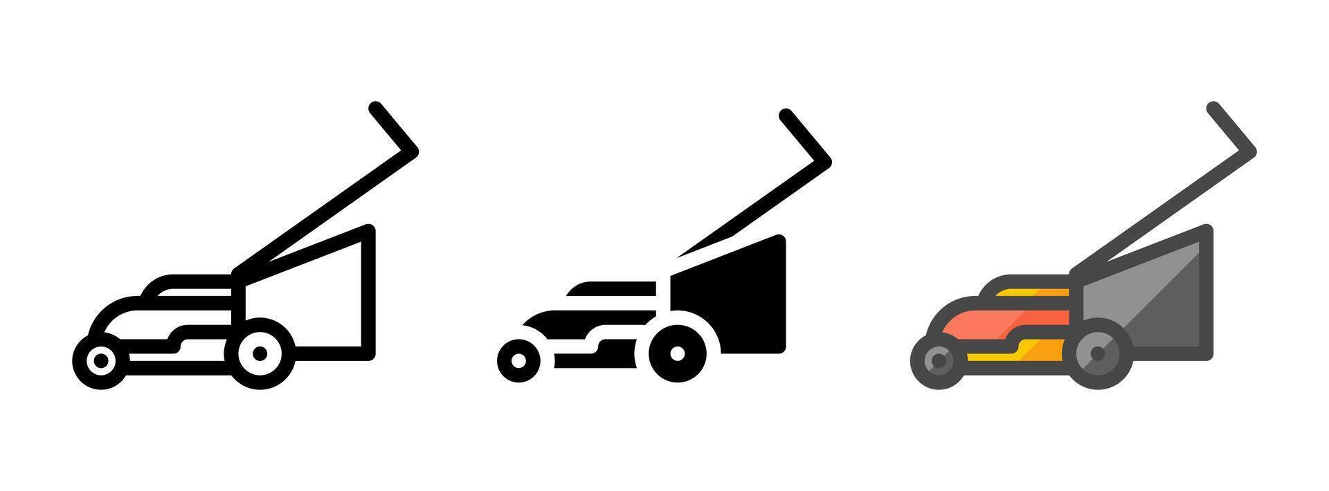Multipurpose Lawn Mower Icon in Outline, Glyph, Filled Outline Style vector