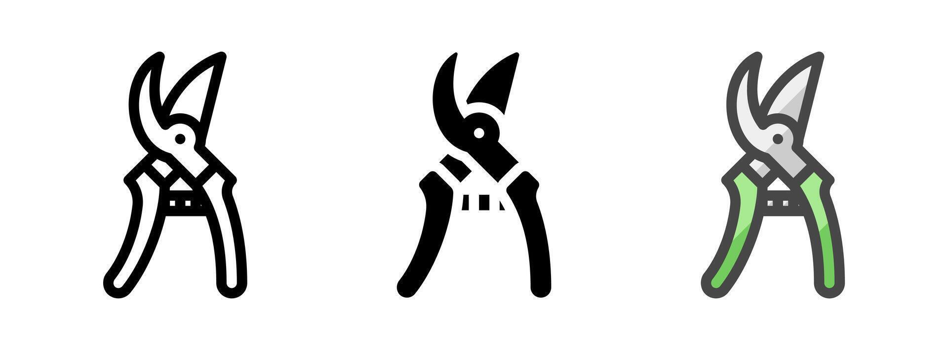 Multipurpose Pruning Shears Icon in Outline, Glyph, Filled Outline Style vector