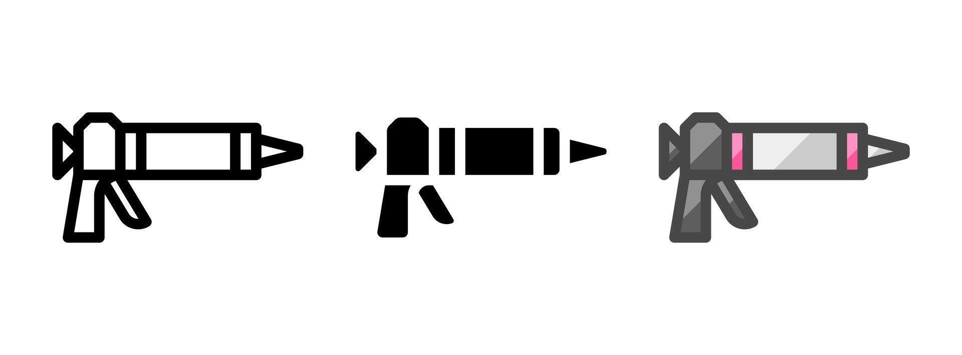 Multipurpose Caulking Gun Icon in Outline, Glyph, Filled Outline Style vector