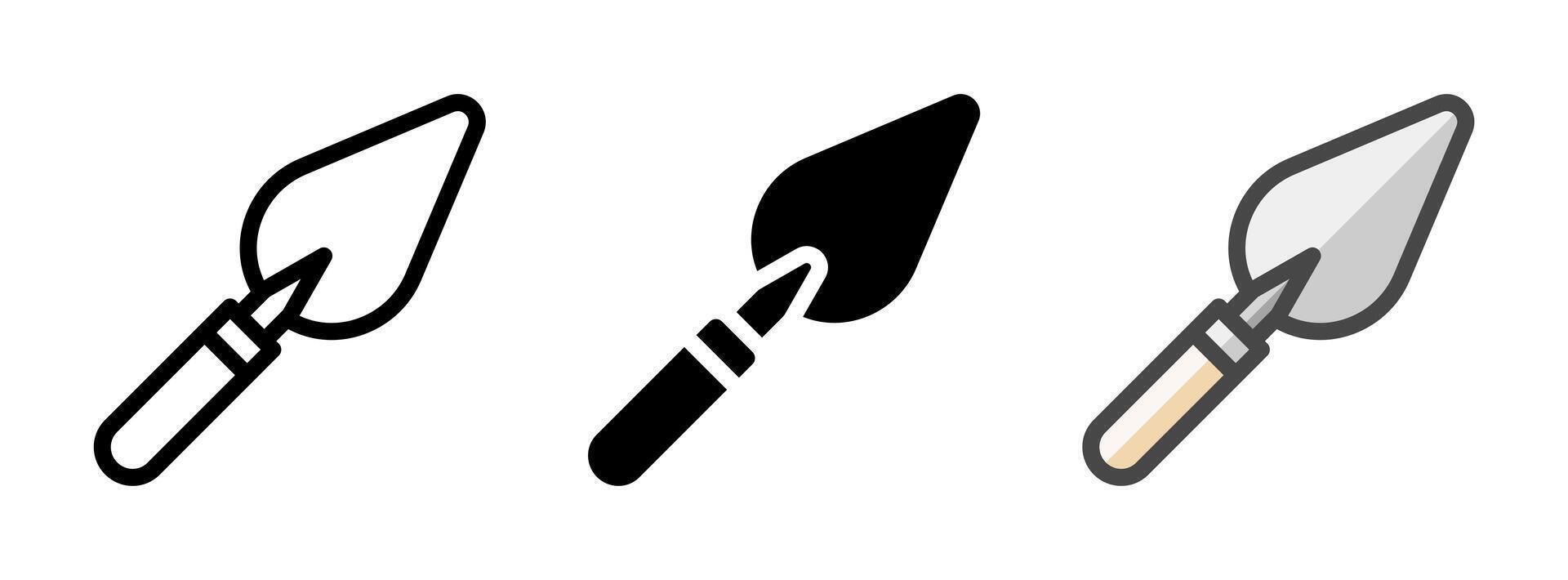 Multipurpose Trowel Icon in Outline, Glyph, Filled Outline Style vector