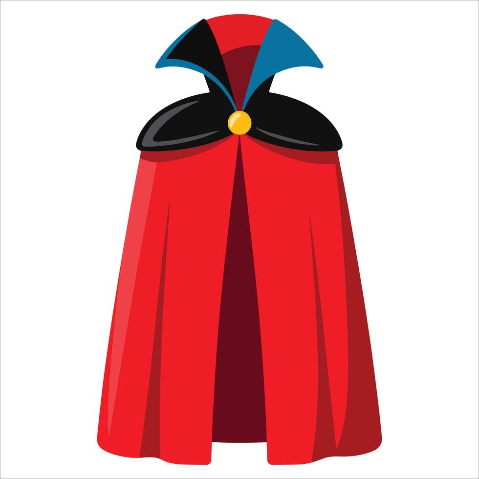 Black and red Dracula cape illustration, vampire costume. Ideal for horror parties, theatrical performances, and dark fantasy artwork. vector