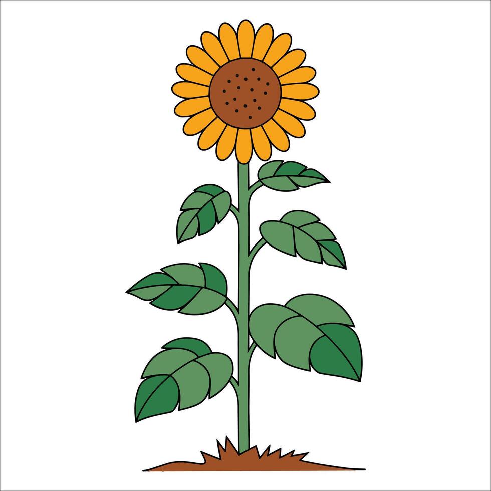 Sunflower icon in cartoon style. Cheerful floral symbol for nature, summer, and garden themes. vector