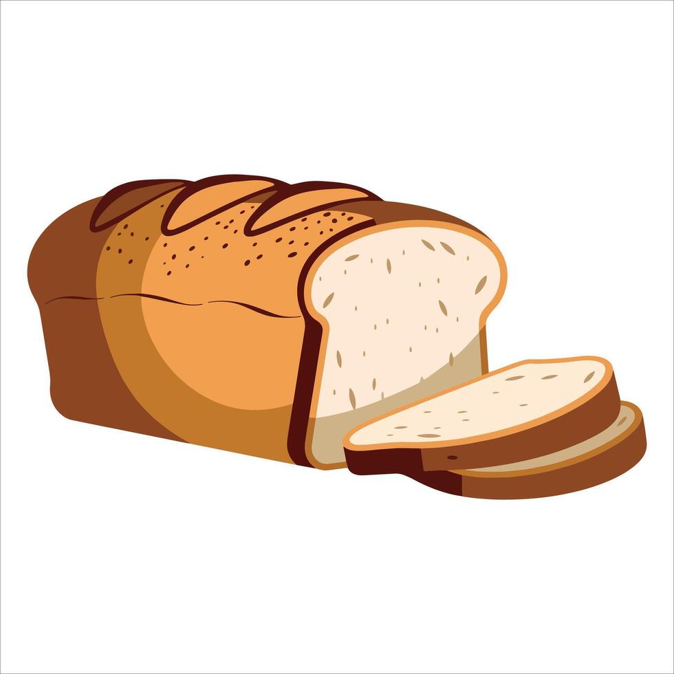 Baked bread loaf isolated on white background. Ideal for baking themes and restaurant branding. vector