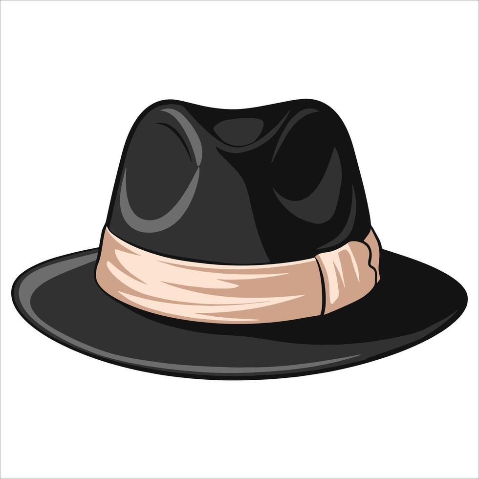 fedora hat design, clean white background. Ideal for retro outfits, gangster themes, and accessory branding. vector