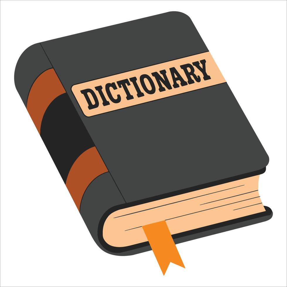 Dictionary , isolated on white. Great for school themes, linguistics, and multilingual concepts. vector