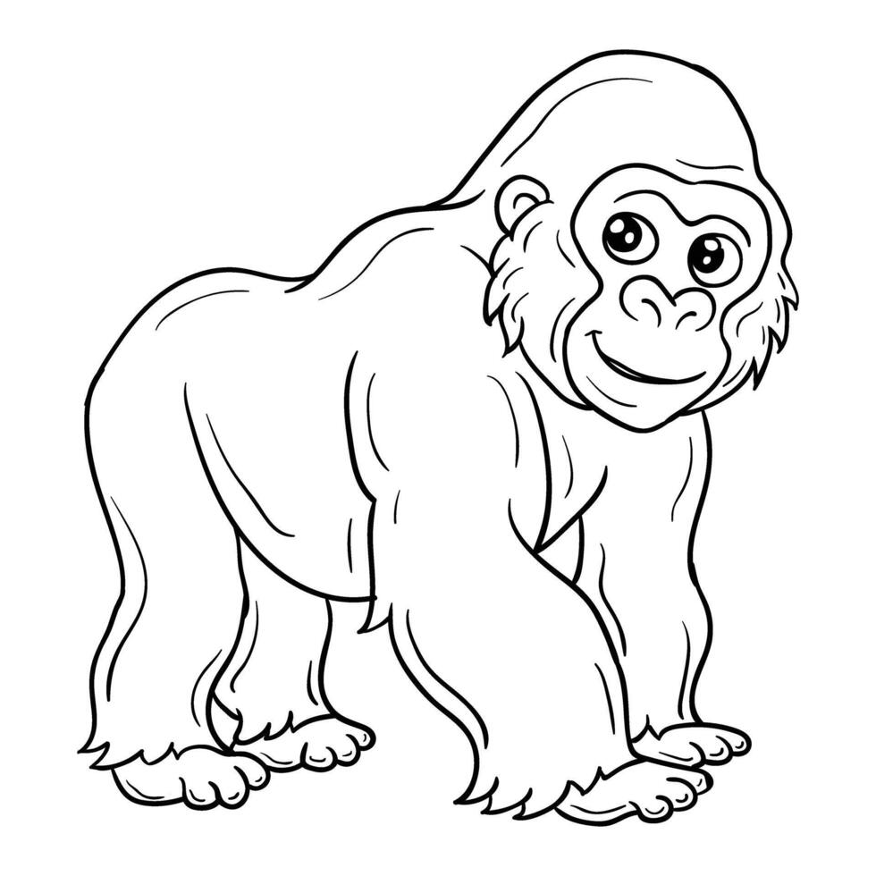 a gorilla coloring page for kids vector