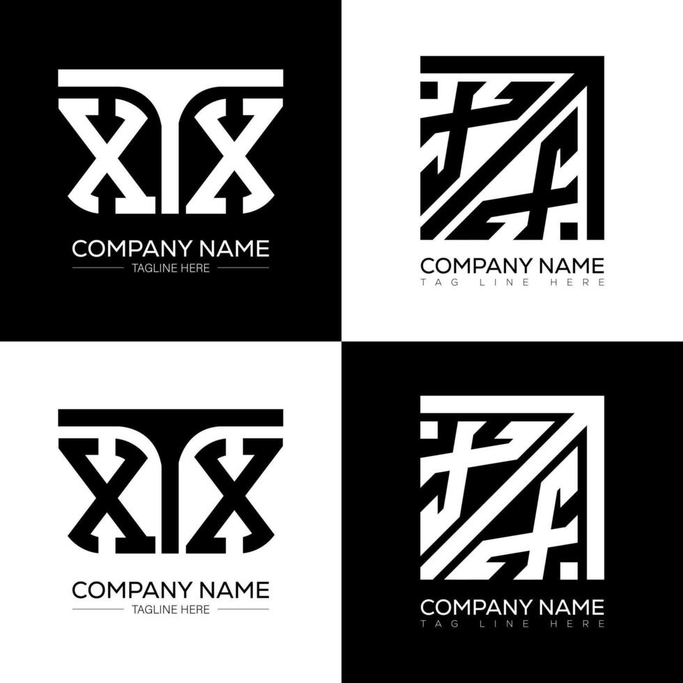 XTX minimalist and classic logo set design. XTX flat and simple style with black and white color variation letter logo set in one artboard. vector