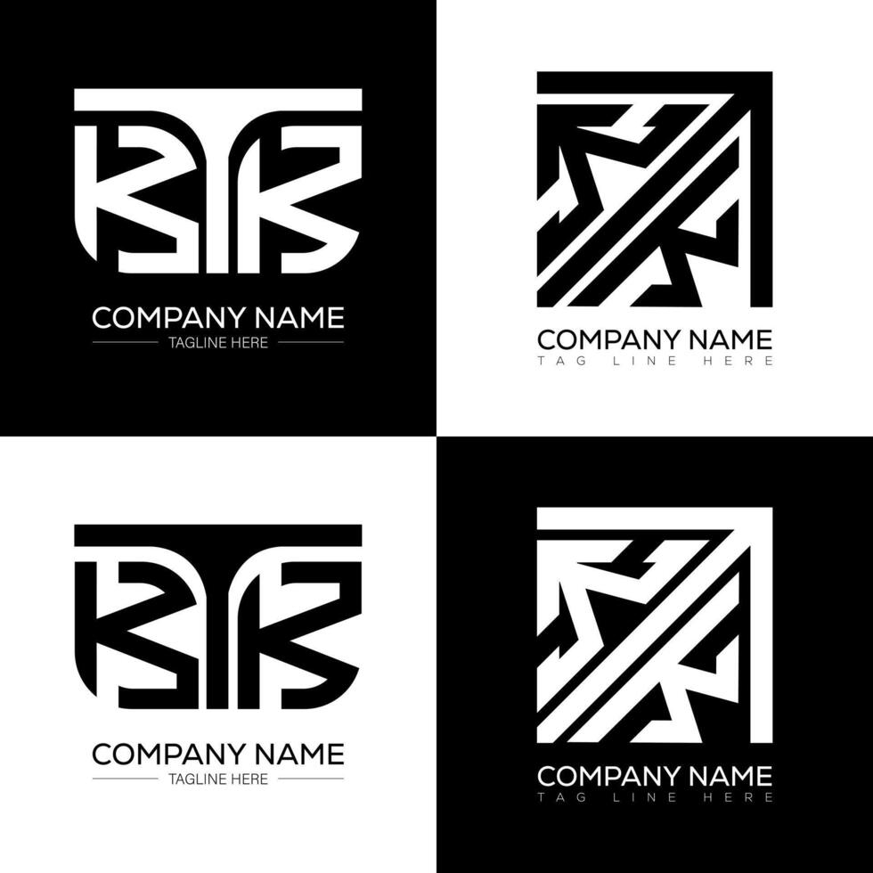 KTK minimalist and classic logo set design. KTK flat and simple style with black and white color variation letter logo set in one artboard. vector