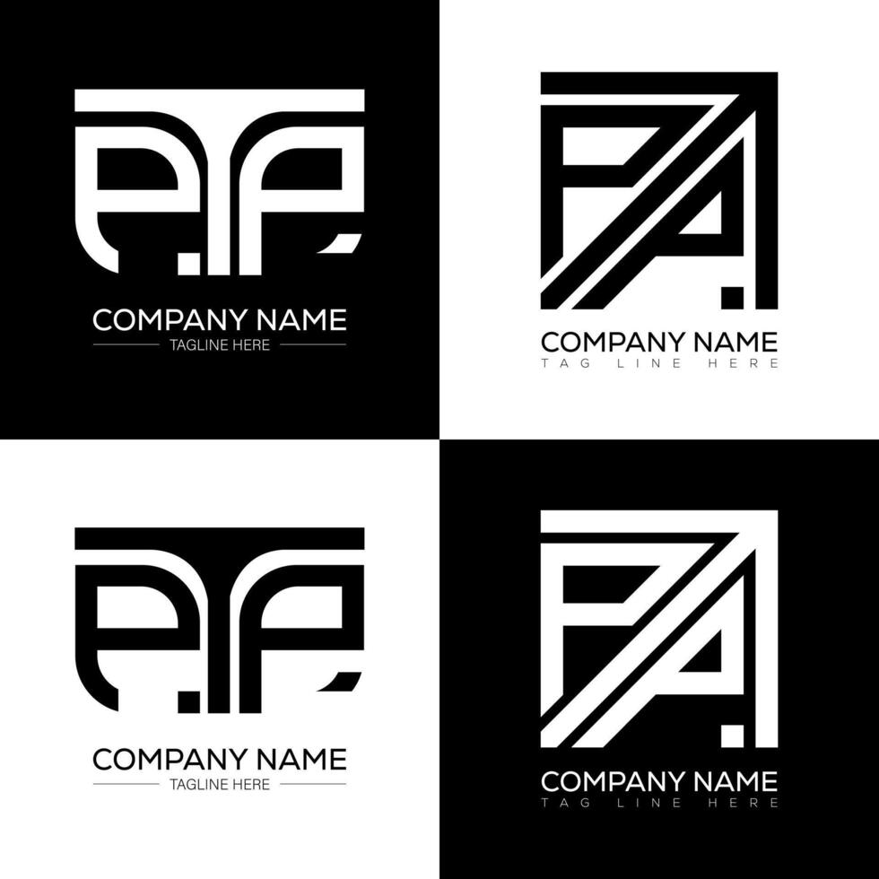 PTP minimalist and classic logo set design. PTP flat and simple style with black and white color variation letter logo set in one artboard. vector