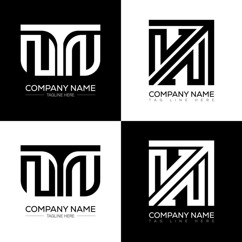 NTN minimalist and classic logo set design. NTN flat and simple style with black and white color variation letter logo set in one artboard. vector