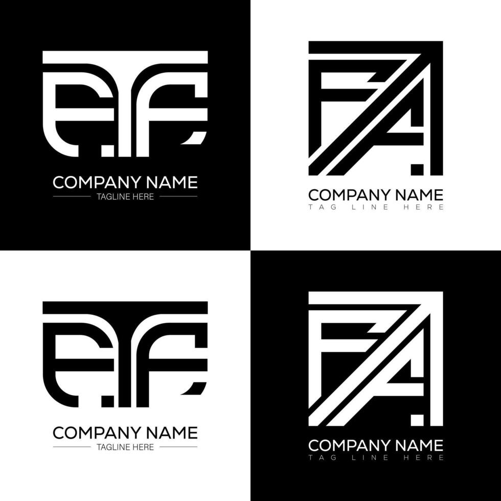 FTF minimalist and classic logo set design. FTF flat and simple style with black and white color variation letter logo set in one artboard. vector