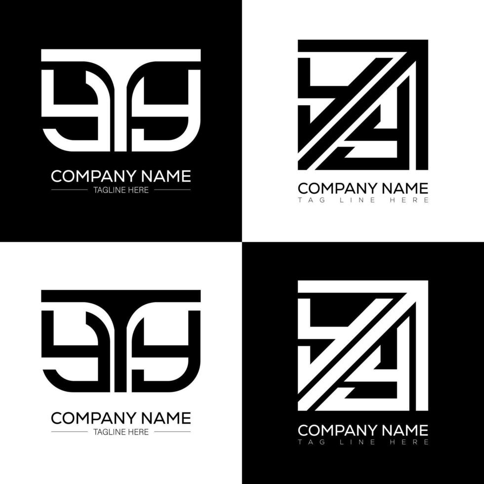 YTY minimalist and classic logo set design. YTY flat and simple style with black and white color variation letter logo set in one artboard. vector