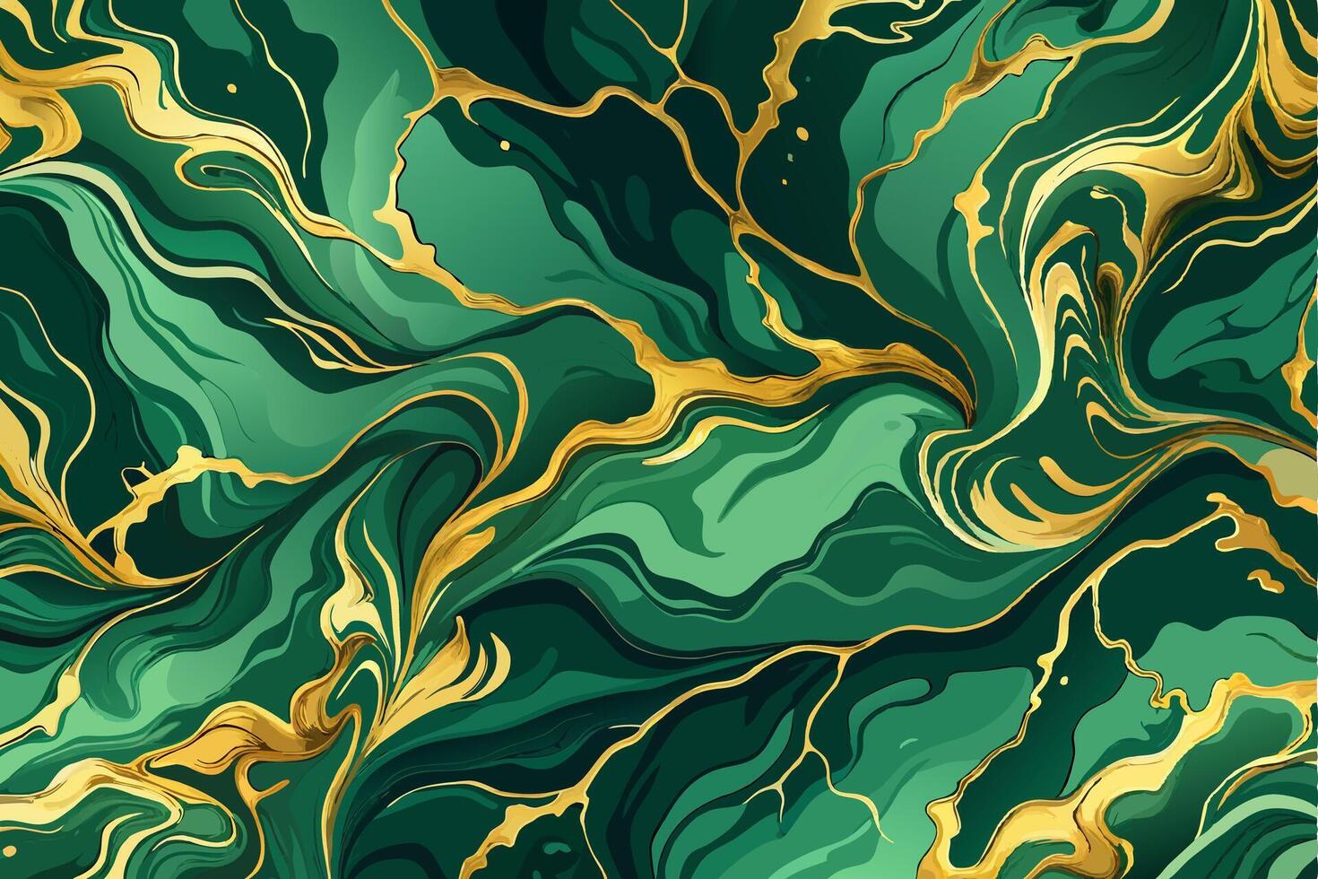 Luxurious green and gold marble texture. Modern stone background vector